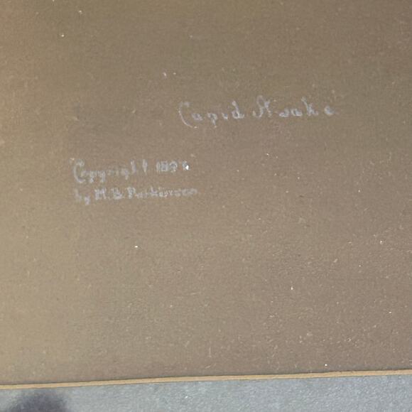 Antique Cupid Awake 1897 Black & White Print M. B. Parkinson carved wood frame - Picture 9 of 13